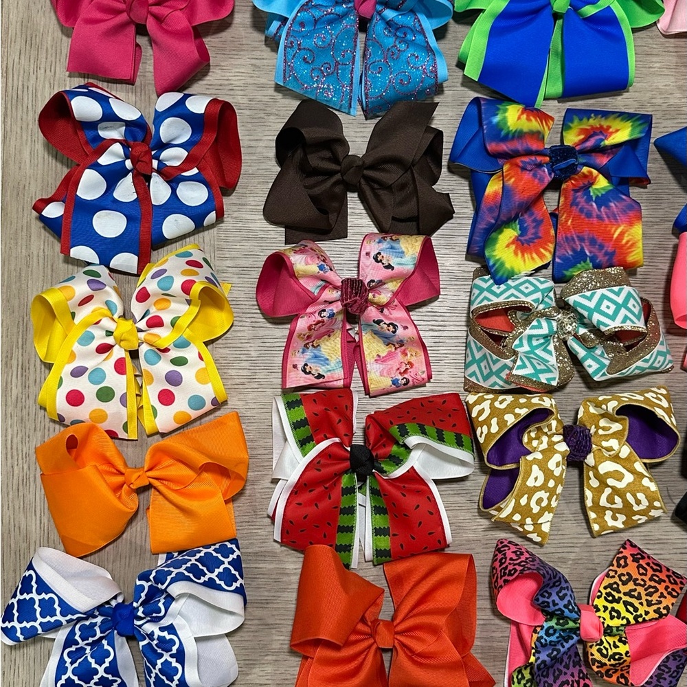 Navy and Red Polka Dot Kids Hair Bow - bundle 2+ and save on shipping. - Picture 5 of 7
